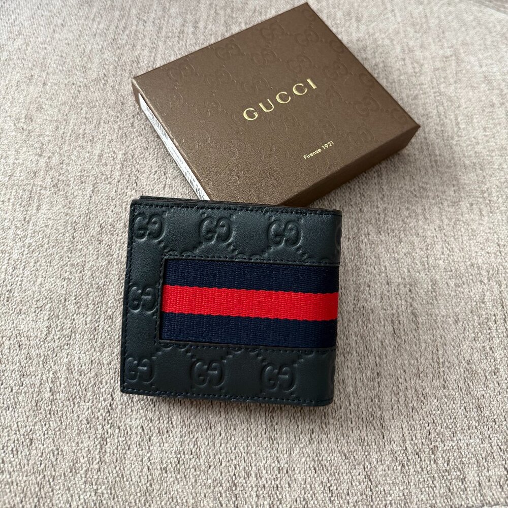 New Gucci Blue Bifold with WEB - Picture 3 of 8